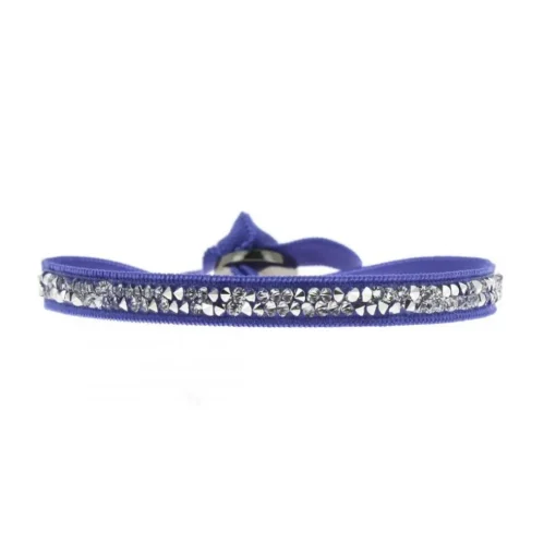 Bracelet Les Interchangeables A24962 - Bracelet Tissu Bleu Cristaux de haute qualité Femme