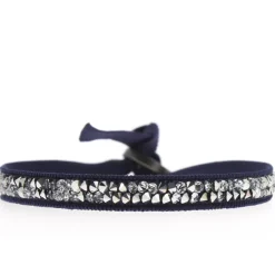 Bracelet Les Interchangeables A24958 - Bracelet Tissu Bleu Cristaux de haute qualité Femme