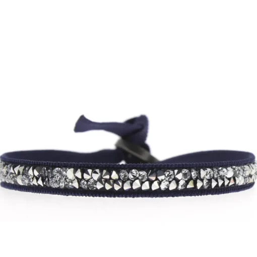 Bracelet Les Interchangeables A24958 - Bracelet Tissu Bleu Cristaux de haute qualité Femme