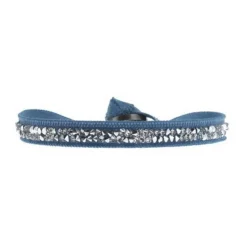 Bracelet Les Interchangeables A24965 - Bracelet Tissu Bleu Cristaux de haute qualité Femme