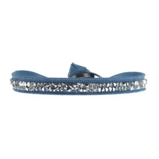 Bracelet Les Interchangeables A24965 - Bracelet Tissu Bleu Cristaux de haute qualité Femme
