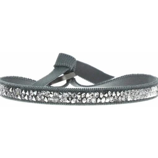 Bracelet Les Interchangeables A24964 - Bracelet Tissu Bleu Cristaux de haute qualité Femme