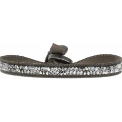 Bracelet Les Interchangeables A24932 - Bracelet Tissu Marron Cristaux de haute qualité Femme