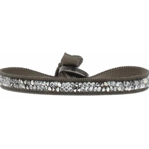 Bracelet Les Interchangeables A24932 - Bracelet Tissu Marron Cristaux de haute qualité Femme