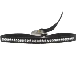 Bracelet Les Interchangeables A17661 - Bracelet Tissu Noir Cristaux de haute qualité Femme