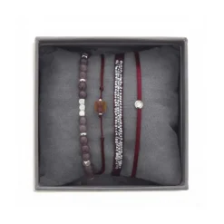 Bracelet Les Interchangeables A38635 - Bracelet Tissu Rouge Cristaux de haute qualité Femme