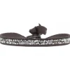 Bracelet Les Interchangeables A24931 - Bracelet Tissu Marron Cristaux de haute qualité Femme