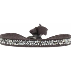 Bracelet Les Interchangeables A24931 - Bracelet Tissu Marron Cristaux de haute qualité Femme