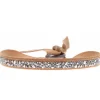 Bracelet Les Interchangeables A35010 - Bracelet Tissu Beige Cristaux de haute qualité Femme