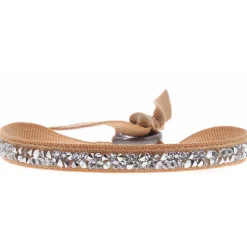 Bracelet Les Interchangeables A35010 - Bracelet Tissu Beige Cristaux de haute qualité Femme
