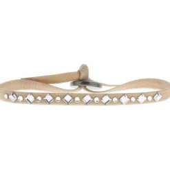 Bracelet Les Interchangeables A34639 - Bracelet Tissu Beige Cristaux de haute qualité Femme