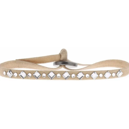 Bracelet Les Interchangeables A34639 - Bracelet Tissu Beige Cristaux de haute qualité Femme