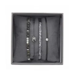 Bracelet Les Interchangeables A38626 - Bracelet Tissu Gris Cristaux de haute qualité Femme