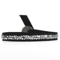 Bracelet Les Interchangeables A24957 - Bracelet Tissu Noir Cristaux de haute qualité Femme