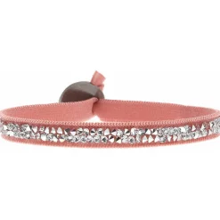 Bracelet Les Interchangeables A24942 - Bracelet Tissu Rose Cristaux de haute qualité Femme