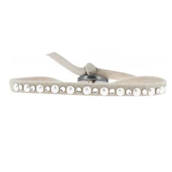 Bracelet Les Interchangeables A31506 - Bracelet Tissu Beige Cristaux de haute qualité Femme