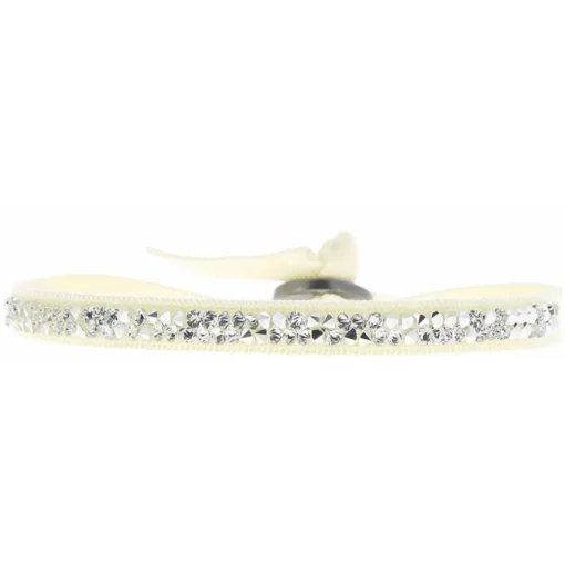 Bracelet Les Interchangeables A24926 - Bracelet Tissu Beige Cristaux de haute qualité Femme