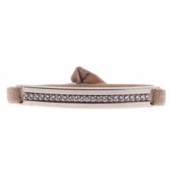 Bracelet Les Interchangeables A32464 - Bracelet Tissu Beige Cristaux de haute qualité Femme