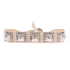 Bracelet Les Interchangeables A35523 - Bracelet Tissu Métal Argenté Beige Femme