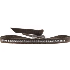 Bracelet Les Interchangeables A37664 - Bracelet Tissu Marron Cristaux de haute qualité Femme