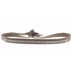 Bracelet Les Interchangeables A31426 - Bracelet Tissu Marron Cristaux de haute qualité Femme