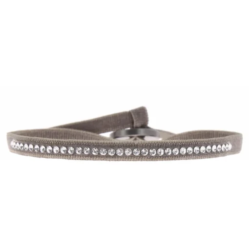 Bracelet Les Interchangeables A31586 - Bracelet Tissu Marron Cristaux de haute qualité Femme