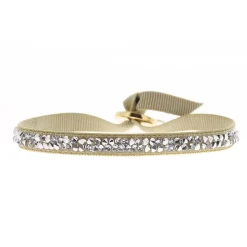 Bracelet Les Interchangeables A31843 - Bracelet Tissu Beige Cristaux de haute qualité Femme
