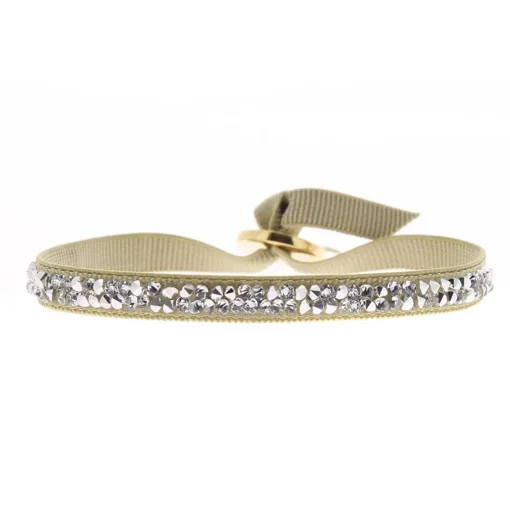 Bracelet Les Interchangeables A31843 - Bracelet Tissu Beige Cristaux de haute qualité Femme