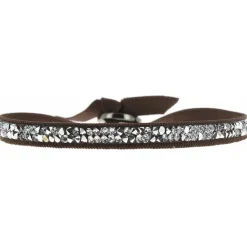 Bracelet Les Interchangeables A24928 - Bracelet Tissu Marron Cristaux de haute qualité Femme