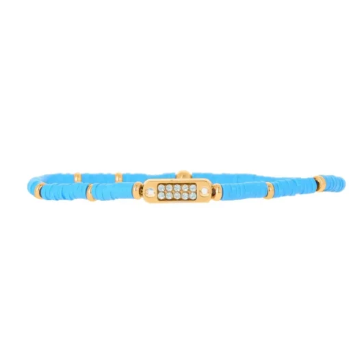 Bracelet Les Interchangeables A58622 - Mini Plaque 2 Rangs Perle Gomme Turquoise Femme