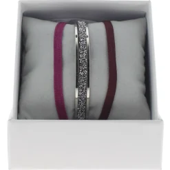 Bracelet Les Interchangeables A47068 - Bracelet Coffret Jonc Ruban Palladium Cristal Femme