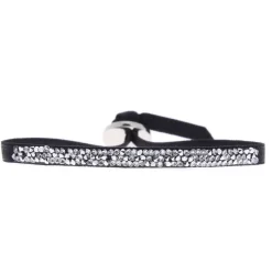 Bracelet Les Interchangeables A37032 - Bracelet Tissu Noir Cristaux de haute qualité Femme