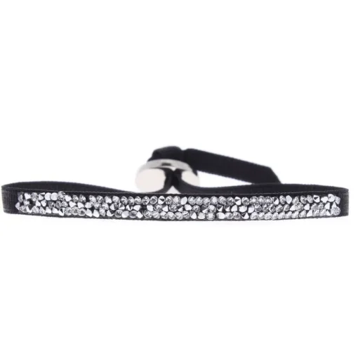 Bracelet Les Interchangeables A37032 - Bracelet Tissu Noir Cristaux de haute qualité Femme