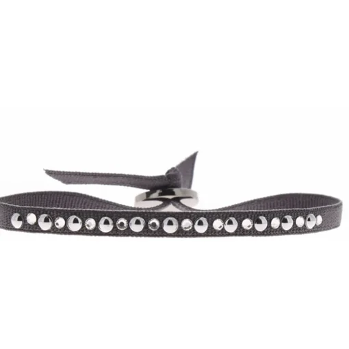 Bracelet Les Interchangeables A35389 - Bracelet Tissu Gris Cristaux de haute qualité Femme