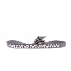 Bracelet Les Interchangeables A30459 - Bracelet Tissu Gris Cristaux de haute qualité Femme
