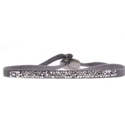 Bracelet Les Interchangeables A37084 - Bracelet Tissu Gris Cristaux de haute qualité Femme