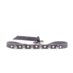 Bracelet Les Interchangeables A32557 - Bracelet Tissu Gris Cristaux de haute qualité Femme