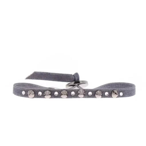 Bracelet Les Interchangeables A32557 - Bracelet Tissu Gris Cristaux de haute qualité Femme