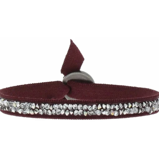 Bracelet Les Interchangeables A24936 - Bracelet Tissu Rouge Cristaux de haute qualité Femme