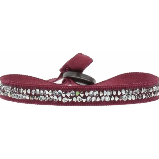 Bracelet Les Interchangeables A24934 - Bracelet Tissu Rouge Cristaux de haute qualité Femme