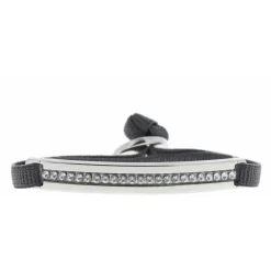 Bracelet Les Interchangeables A35316 - Bracelet Tissu Gris Cristaux de haute qualité Femme