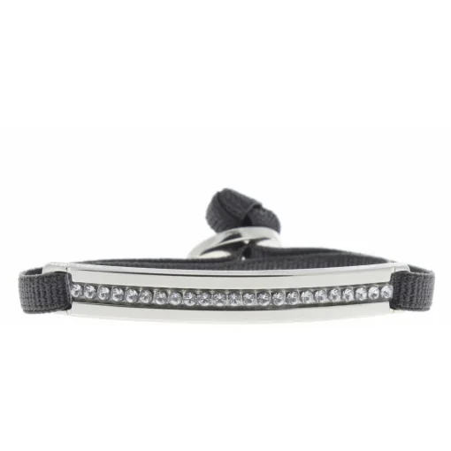 Bracelet Les Interchangeables A35316 - Bracelet Tissu Gris Cristaux de haute qualité Femme