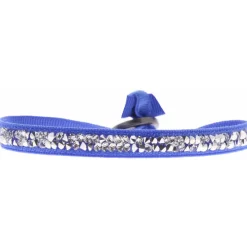 Bracelet Les Interchangeables A35066 - Bracelet Tissu Bleu Cristaux de haute qualité Femme
