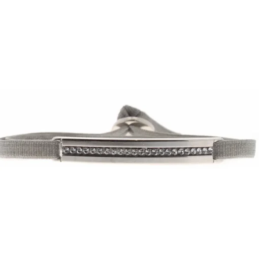 Bracelet Les Interchangeables A32479 - Bracelet Tissu Marron Cristaux de haute qualité Femme