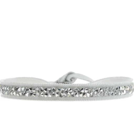 Bracelet Les Interchangeables A24954 - Bracelet Tissu Gris Cristaux de haute qualité Femme