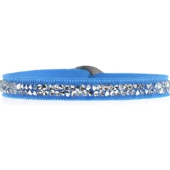 Bracelet Les Interchangeables A24960 - Bracelet Tissu Turquoise Cristaux de haute qualité Femme