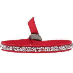 Bracelet Les Interchangeables A24933 - Bracelet Tissu Rouge Cristaux de haute qualité Femme