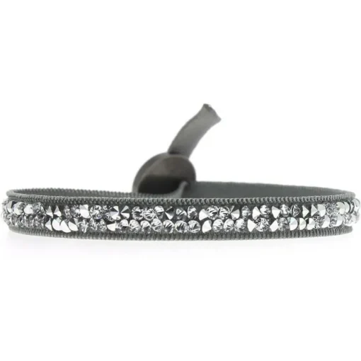 Bracelet Les Interchangeables A24955 - Bracelet Tissu Gris Cristaux de haute qualité Femme