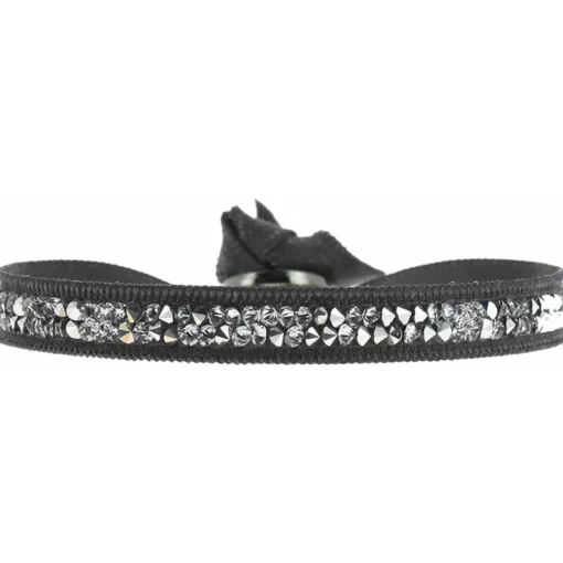 Bracelet Les Interchangeables A24956 - Bracelet Tissu Gris Cristaux de haute qualité Femme