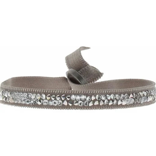 Bracelet Les Interchangeables A24986 - Bracelet Tissu Beige Cristaux de haute qualité Femme